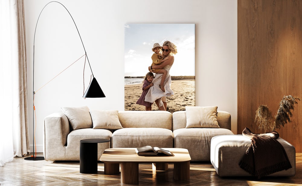 Large canvas print making your photo shine in detail — a warm, timeless eye-catcher for your interior.