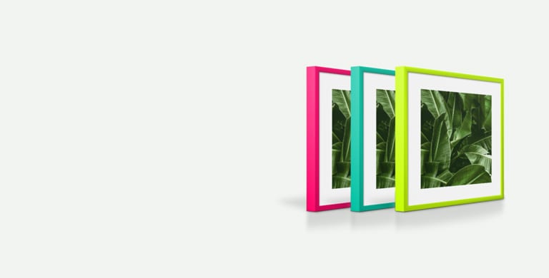 Frames neon pink, Turquoise, lime green 